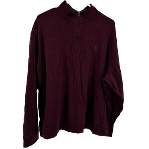 Polo Ralph Lauren 1/4 Zip Pullover Sweater Embroidered Logo Cotton Maroon XXL